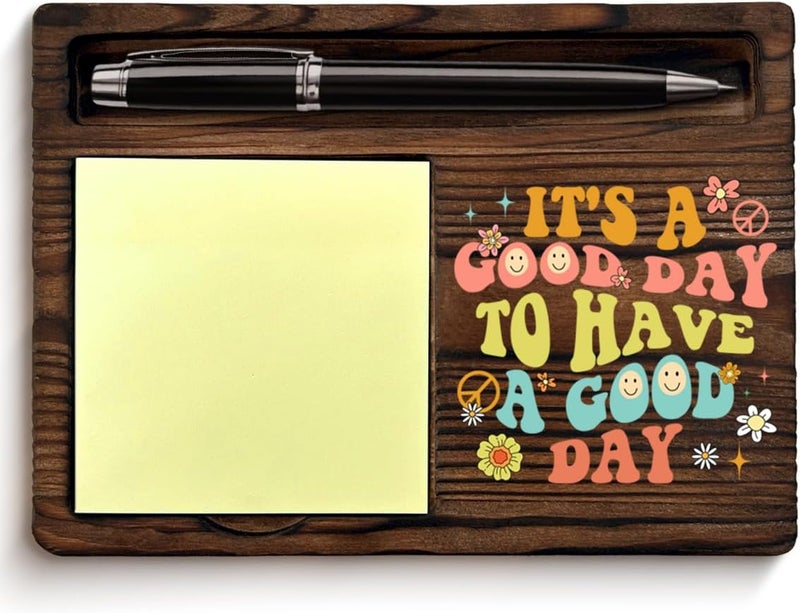 QODMGD Motivational Sticky Note Holder Inspirational Gifts for Women, It's a Good Day to Have a Good Day Post It Note Dispenser for Home Office Desk Decor - Image 1